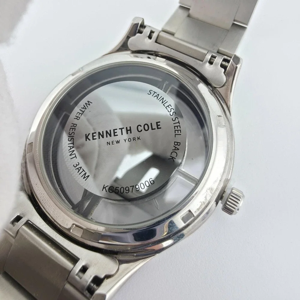 Rare!! KENNETH COLE NY Men's Watch KC50979006 Floating Dial Date St. Steel 8.75